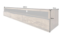 MAMMUT Hängendes TV-Lowboard 160cm braun Akazie honey finish Massivholz Baumkante