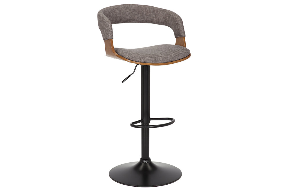 MANHATTAN Retro Barhocker Strukturstoff Massivholz mit Lehne drehbar höhenverstellbar