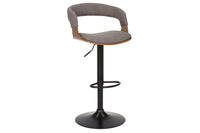 MANHATTAN Retro Barhocker Strukturstoff Massivholz mit Lehne drehbar höhenverstellbar