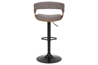MANHATTAN Retro Barhocker Strukturstoff Massivholz mit Lehne drehbar höhenverstellbar