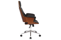 MANHATTAN Höhenverstellbarer Bürostuhl Kunstleder Massivholz mit Armlehne Retro Design