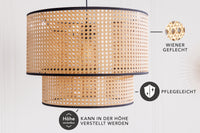 Boho Hängelampe VIENNA 45cm natur schwarz Wiener Geflecht Leuchte
