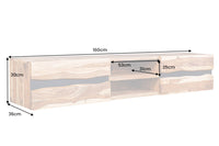 AMAZONAS Hängendes TV-Lowboard 160cm braun Sheesham Massivholz Baumkante Metall schwarz