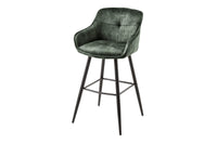 EUPHORIA Design Barhocker Samt schwarze Metallbeine Barstuhl mit Lehne
