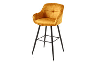 EUPHORIA Design Barhocker Samt schwarze Metallbeine Barstuhl mit Lehne