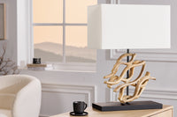 Design Tischlampe WAVE 60cm natur Massivholz handmade weiß Baumwollschirm