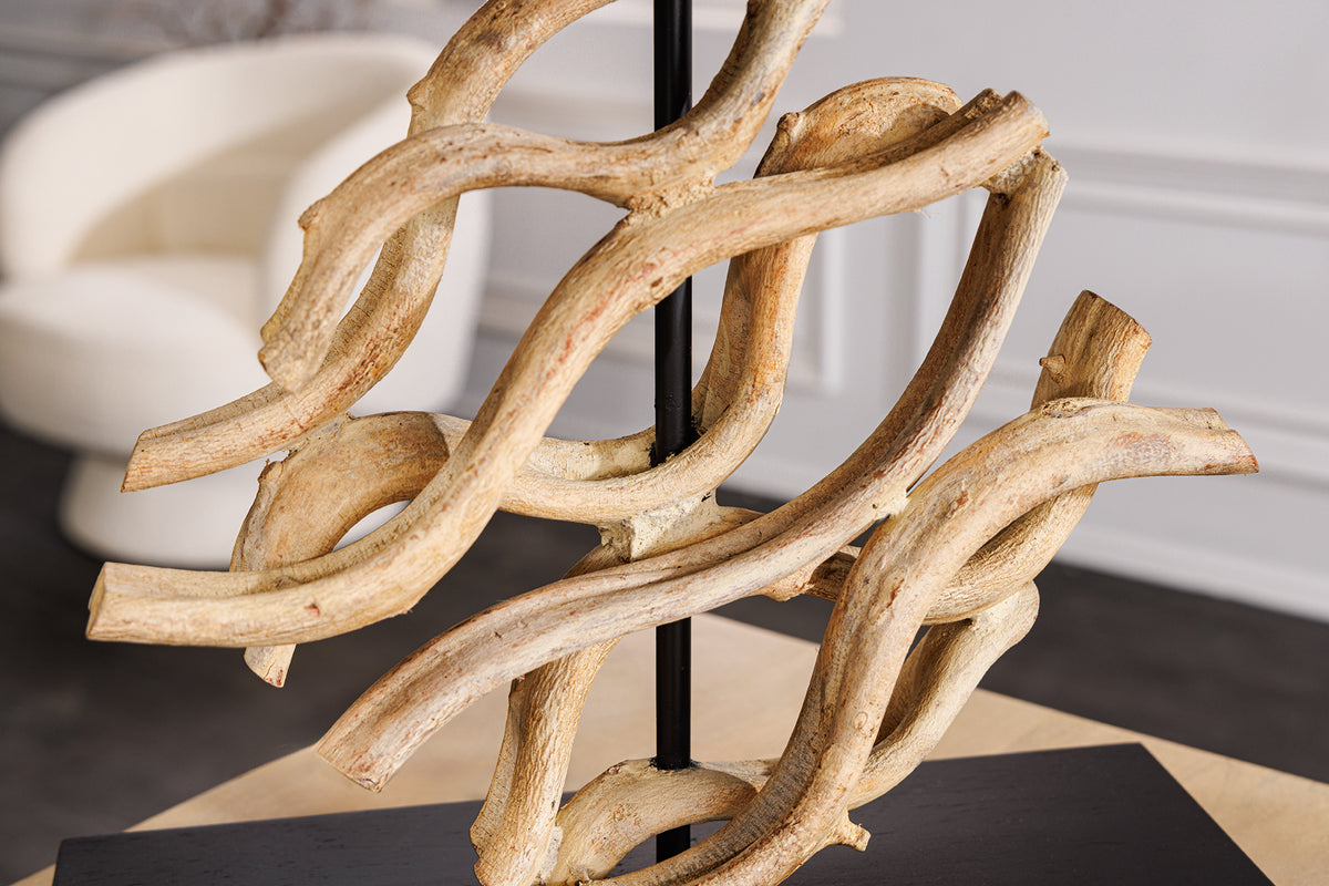 Design Tischlampe WAVE 60cm natur Massivholz handmade weiß Baumwollschirm