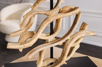 Design Tischlampe WAVE 60cm natur Massivholz handmade weiß Baumwollschirm