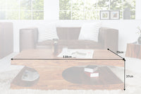 CUBUS Design Couchtisch 120cm natur Sheesham Massivholz Palisander stone finish mit Stauraum