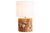 Design Tischlampe PURE NATURE 45cm natur handmade Massivholz Baumwollschirm weiß