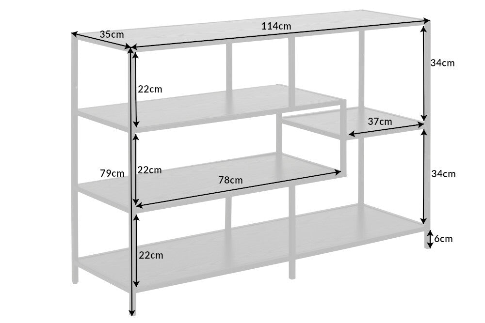 Modernes Bücherregal SLIM LINE 115cm graphit Marmor-Design Metallgestell