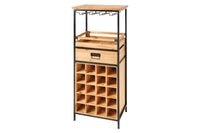 Massivholz Weinregal SEVENS SEAS 120cm natur Pinienholz schwarz Metall Flaschenregal