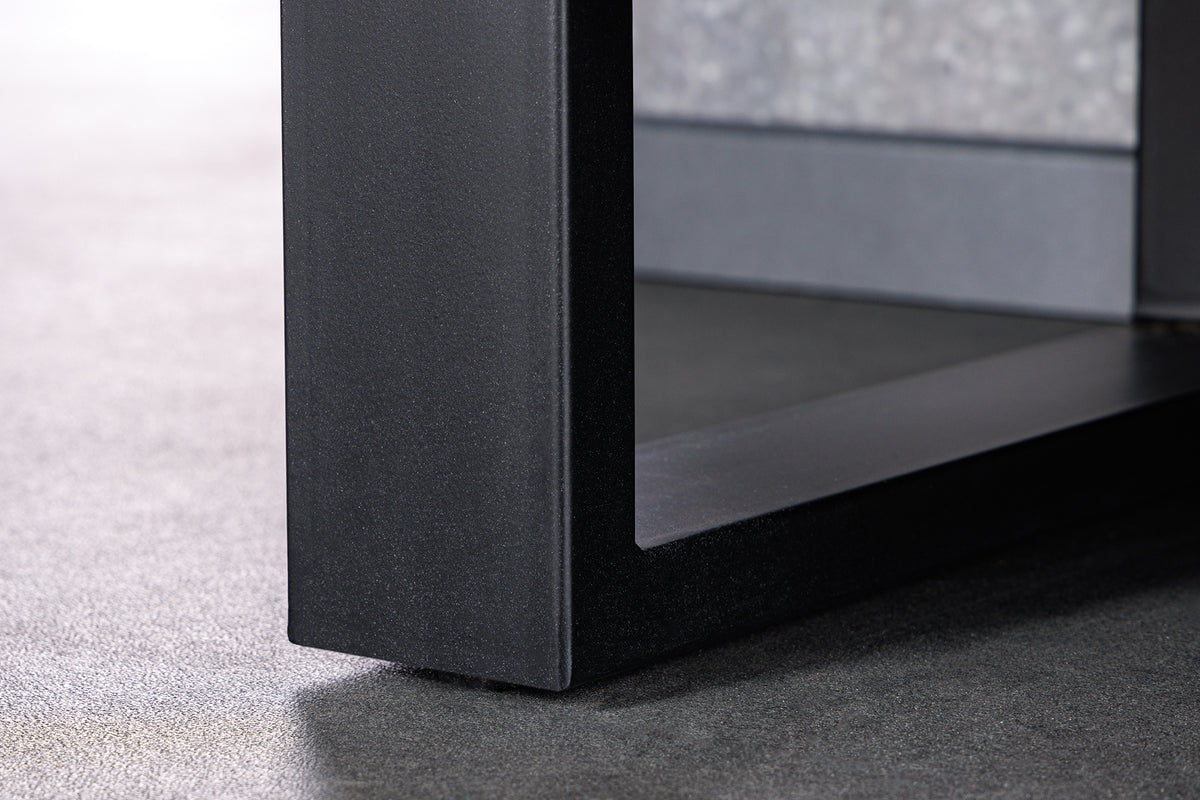 Massivholz Sideboard BARRACUDA 150cm Teak Mango schwarz Metall recycelt