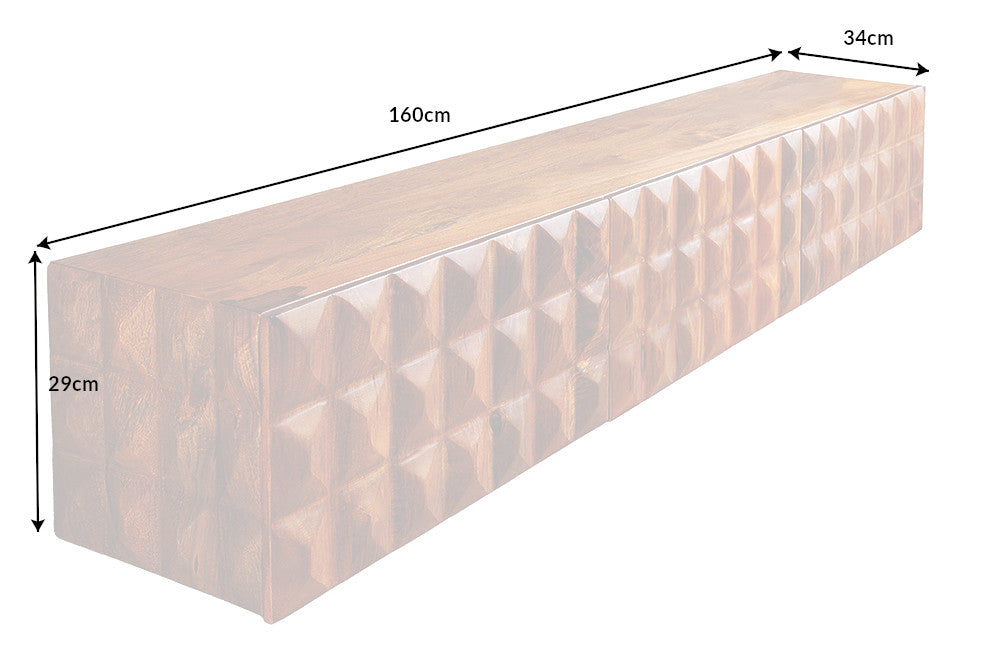 MYSTIC LIVING Solid TV board 140cm Sheesham natural 3D surface solid wood