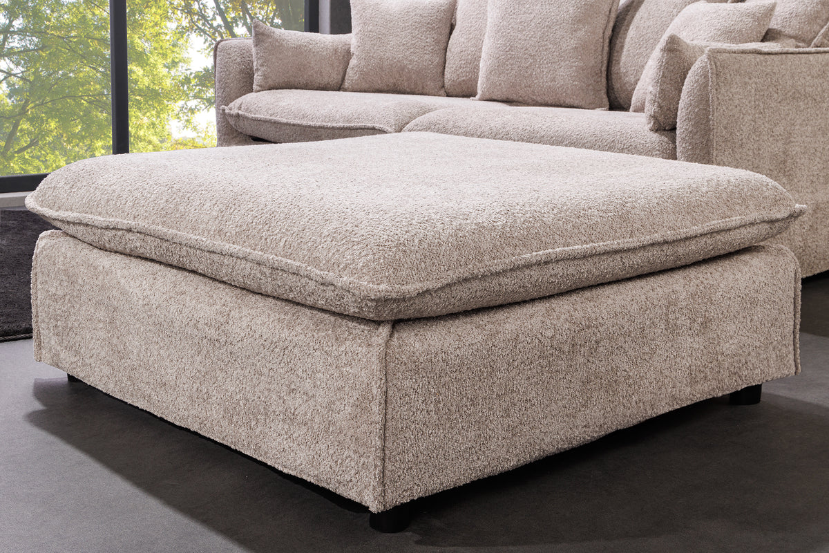 Großer Hocker HEAVEN 100cm Bouclé Polsterhocker Federkern