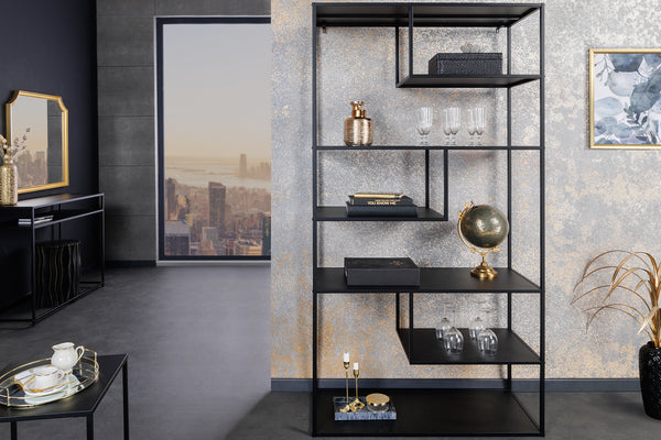 Modernes Bücherregal DURA STEEL 180cm schwarz Metall Standregal Industrial Design