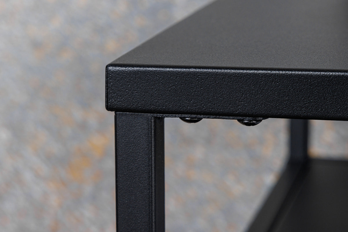 DURA STEEL Industrial console table 100cm black with two shelves