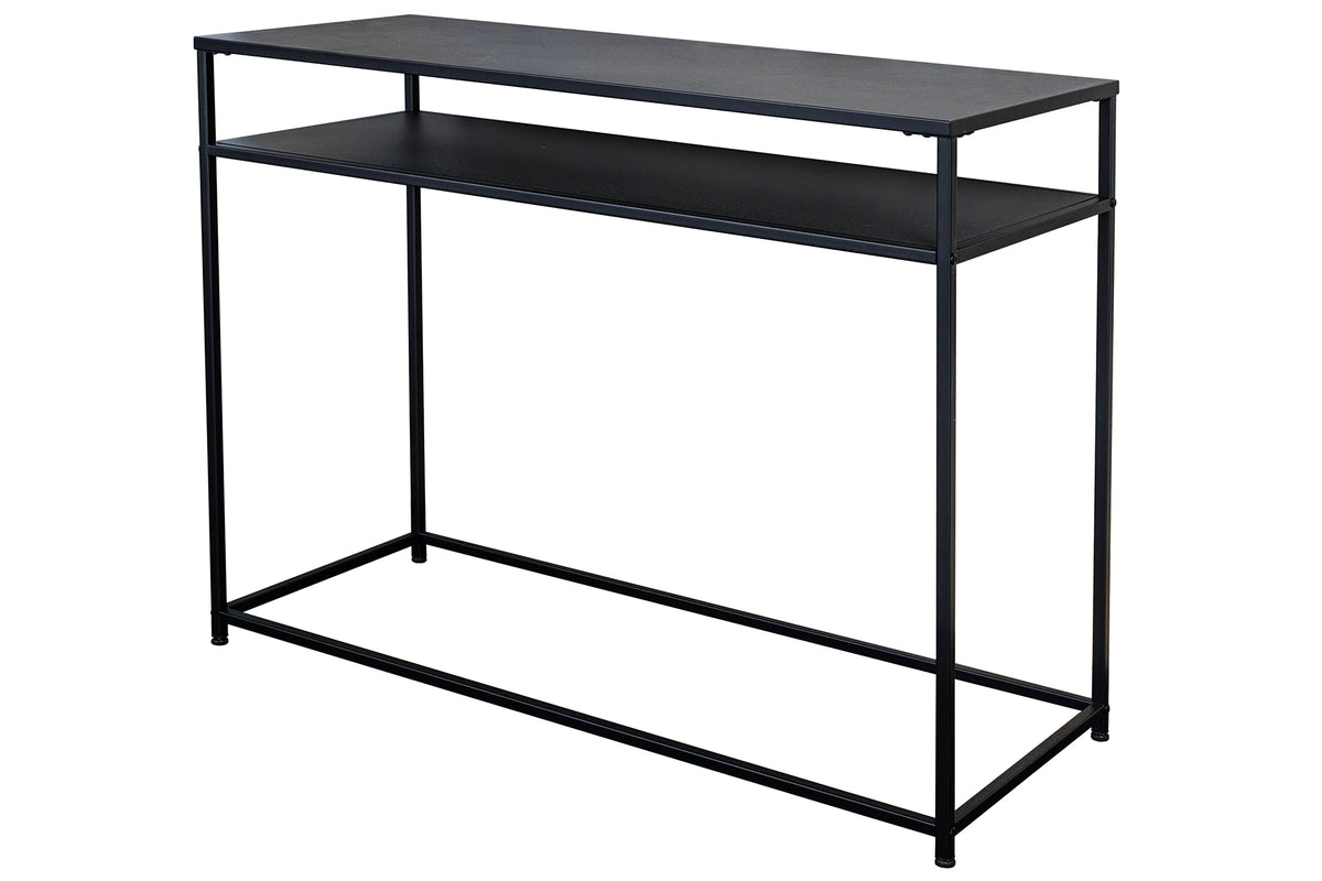 DURA STEEL Industrial console table 100cm black with two shelves