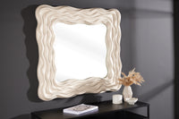 Moderner Wandspiegel WAVE 90cm greige abstraktes Wellen-Design quadratisch