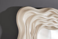 Moderner Wandspiegel WAVE 90cm greige abstraktes Wellen-Design quadratisch
