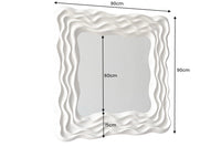 Moderner Wandspiegel WAVE 90cm greige abstraktes Wellen-Design quadratisch