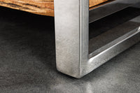 Massivholz Regal BARRACUDA 185cm braun Teakholz silber Edelstahl verchromt Bücherregal