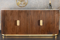 Design Sideboard GATSBY 170cm braun gold Mangoholz weiße Marmorplatte