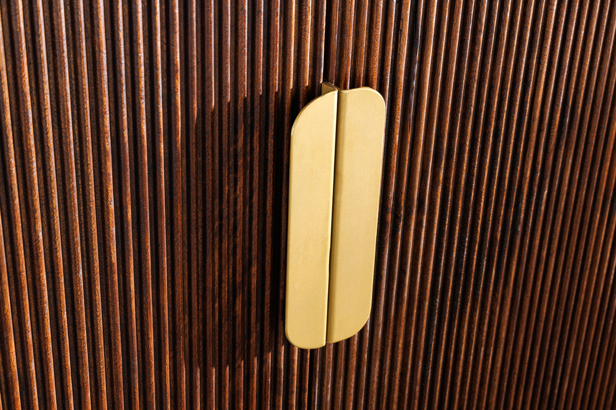 Design Sideboard GATSBY 170cm braun gold Mangoholz weiße Marmorplatte