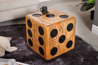 Massiver Würfelhocker CUBE 41cm natur Mindiholz Beistelltisch stapelbar