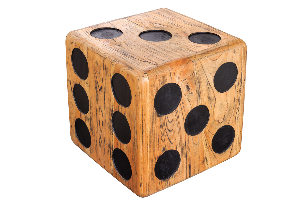 Massiver Würfelhocker CUBE 41cm natur Mindiholz Beistelltisch stapelbar