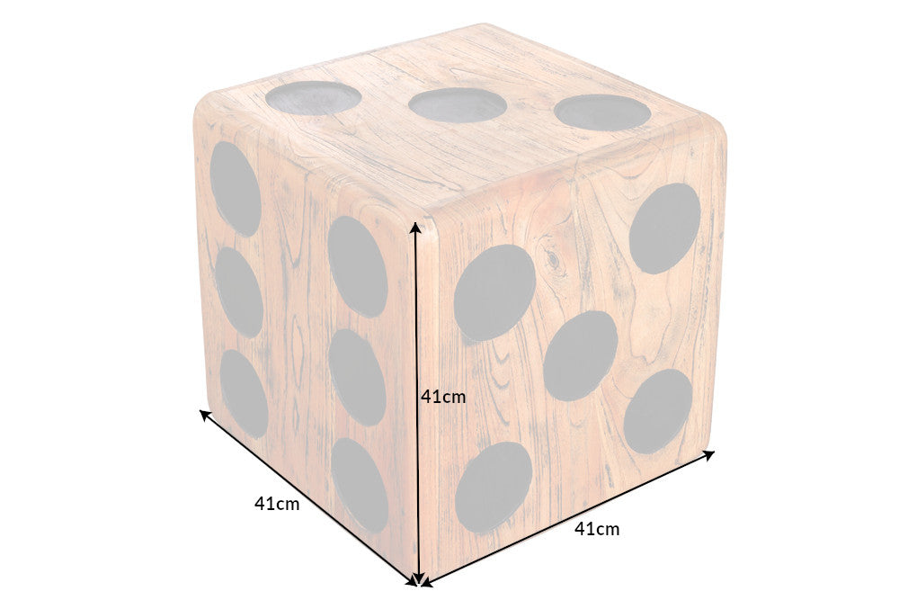 Massiver Würfelhocker CUBE 41cm natur Mindiholz Beistelltisch stapelbar