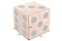 Massiver Würfelhocker CUBE 41cm natur Mindiholz Beistelltisch stapelbar