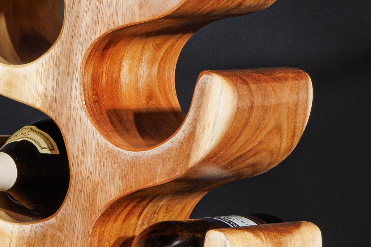 Dekoratives Weinregal ARTE natur Suarholz handmade Flaschenhalter