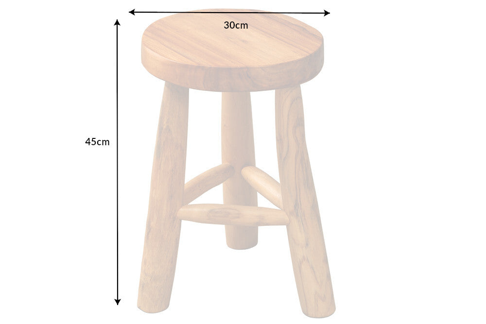 Massivholz Hocker BALI 45cm natur rund Teakholz Beistelltisch Sitzhocker Nachttisch