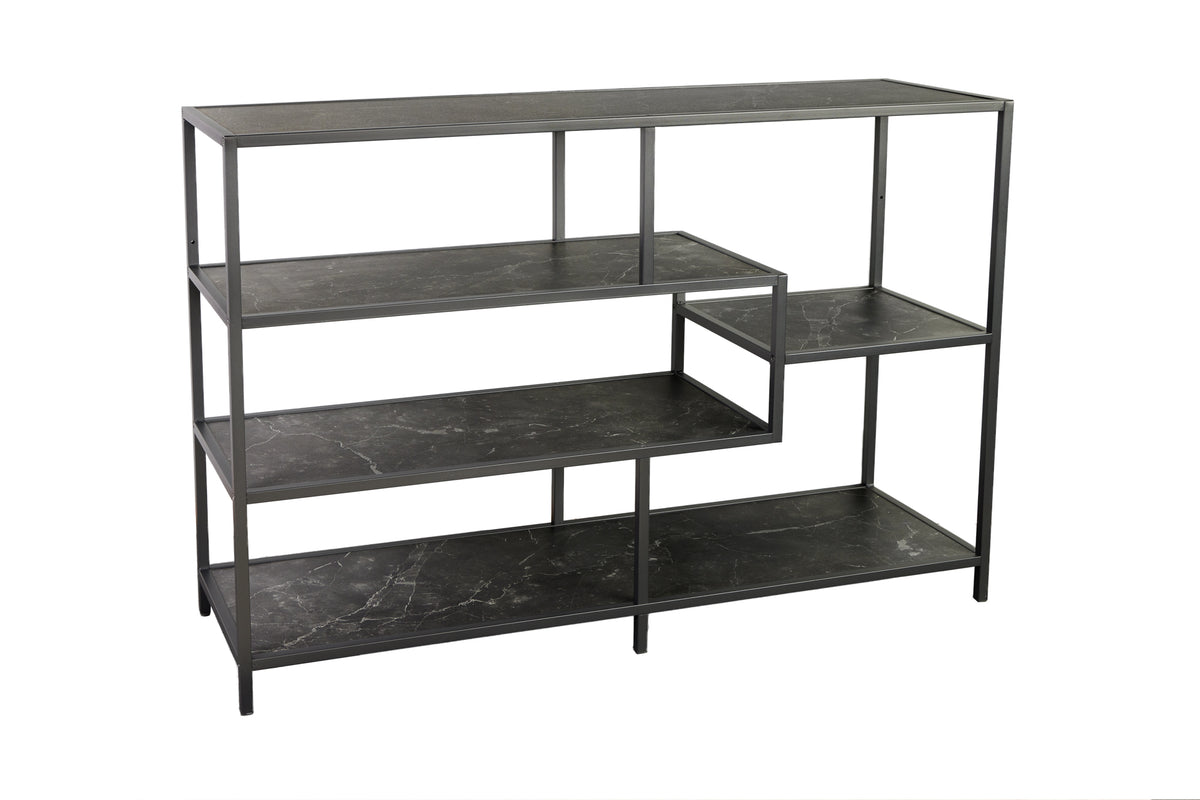 Modernes Bücherregal SLIM LINE 115cm graphit Marmor-Design Metallgestell