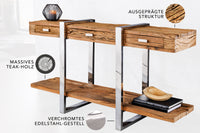 DURA STEEL Industrial console table 100cm black with two shelves