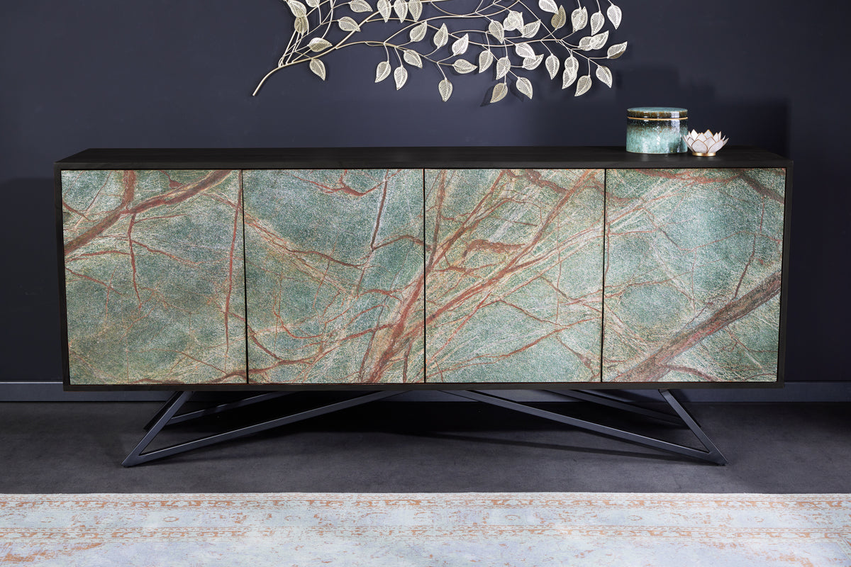 MOUNTAIN SOUL Massivholz Sideboard 175cm echter Naturstein Akazie Anrichte