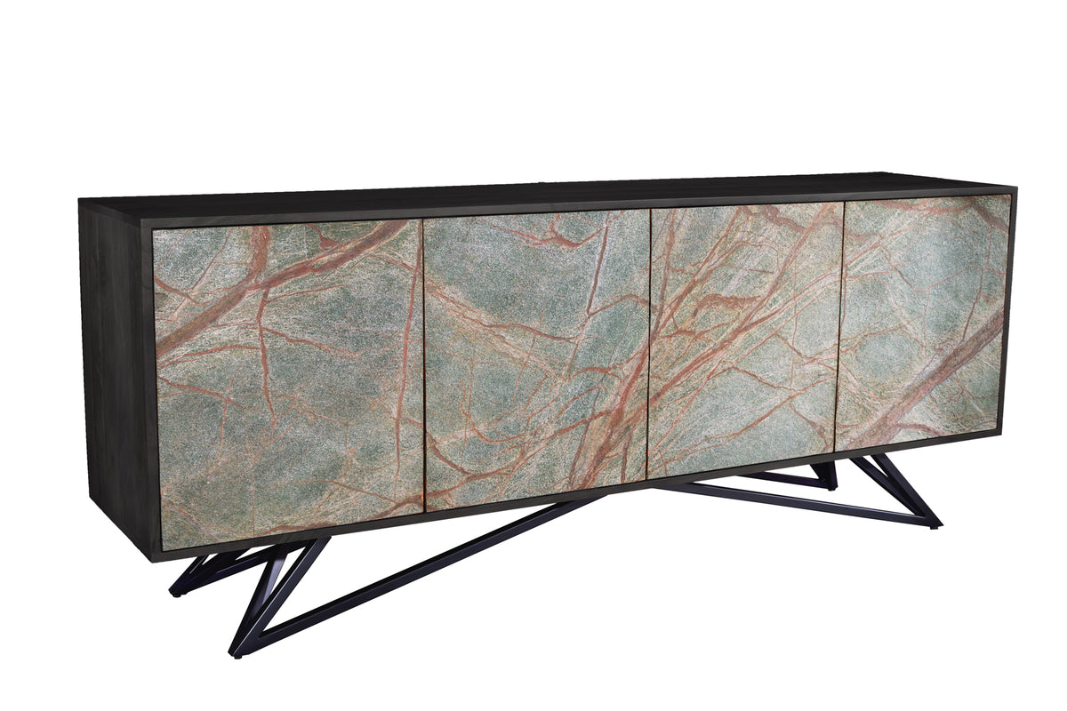 MOUNTAIN SOUL Massivholz Sideboard 175cm echter Naturstein Akazie Anrichte