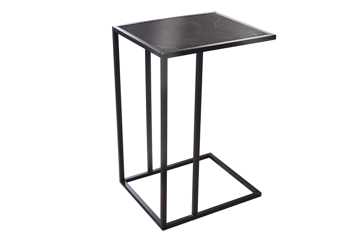 Moderner Beistelltisch SLIM LINE 65cm graphit Marmor-Design Metall Laptoptisch