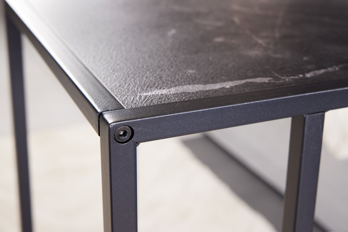 Moderner Beistelltisch SLIM LINE 65cm graphit Marmor-Design Metall Laptoptisch