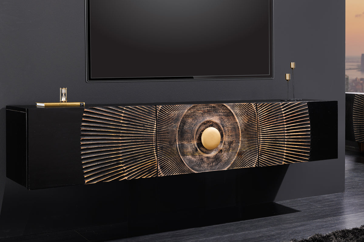 AMAZONAS Solid TV lowboard 160cm brown sheesham wood with tree edge