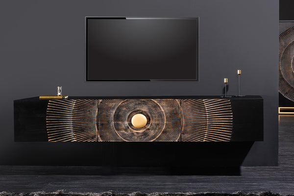 AMAZONAS Solid TV lowboard 160cm brown sheesham wood with tree edge