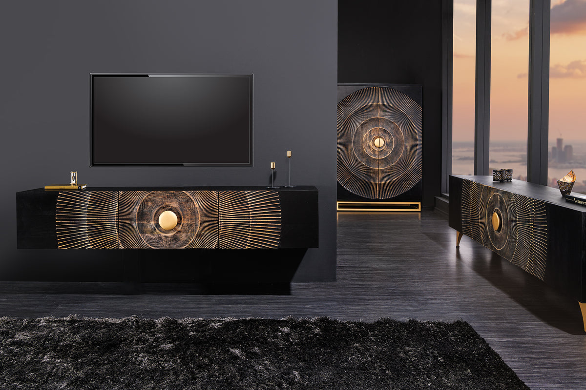 AMAZONAS Solid TV lowboard 160cm brown sheesham wood with tree edge