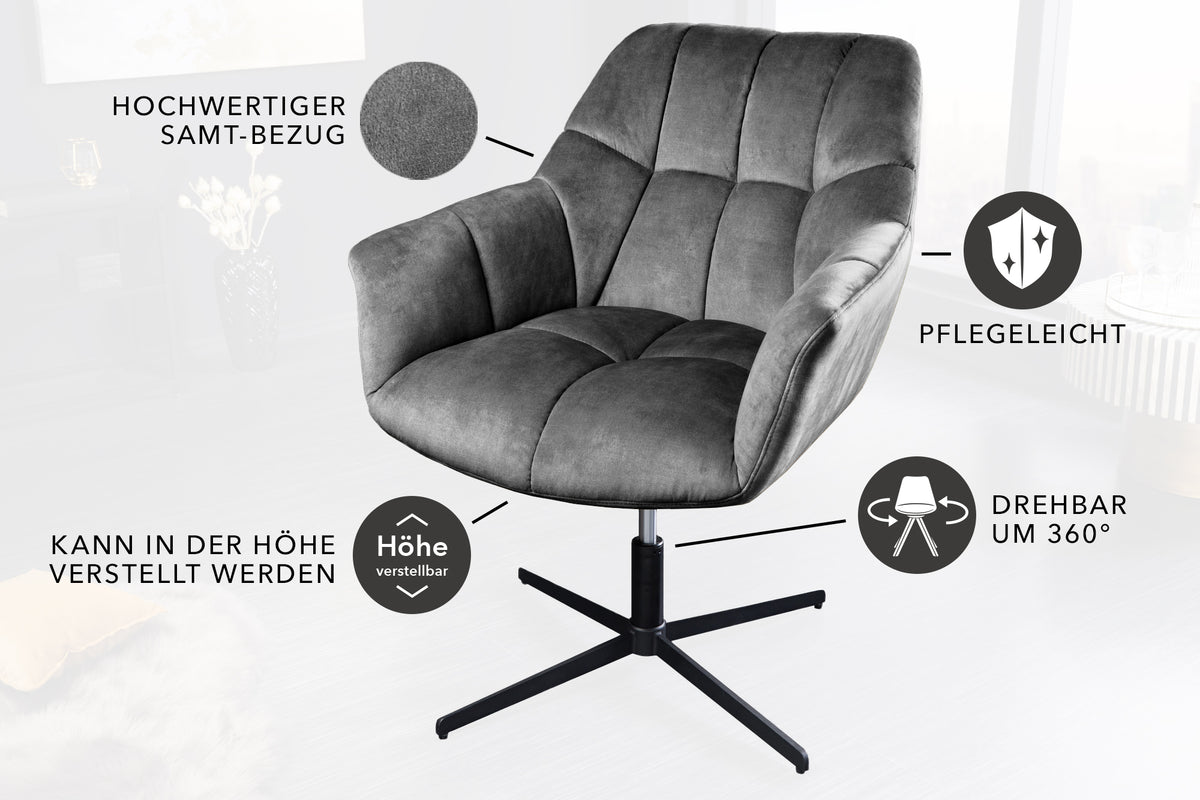 Drehbarer Sessel PAPILLON höhenverstellbar mit Armlehne