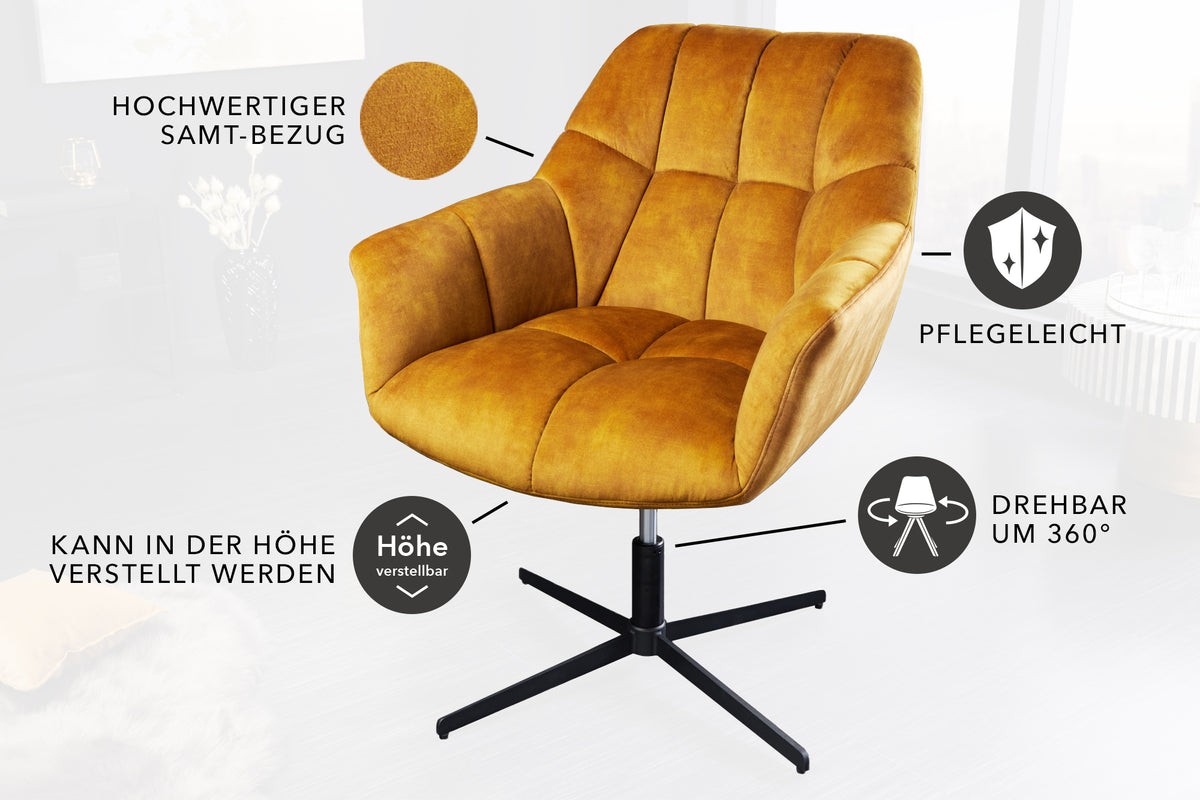 Drehbarer Sessel PAPILLON höhenverstellbar mit Armlehne