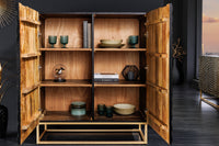 PURE Solid highboard 140cm Sheesham stone finish display case rosewood