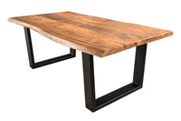 Massivholz Couchtisch MAMMUT 120cm Akazie natur V-Gestell schwarz 2,5cm Tischplatte