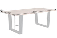 Massivholz Couchtisch MAMMUT 120cm Akazie natur V-Gestell schwarz 2,5cm Tischplatte