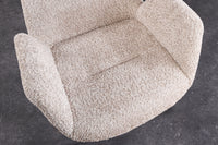 BALTIC Drehbarer Design Stuhl Bouclé natur Eiche Massivholz-Beine mit Armlehne