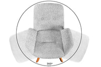 BALTIC Drehbarer Design Stuhl Bouclé natur Eiche Massivholz-Beine mit Armlehne